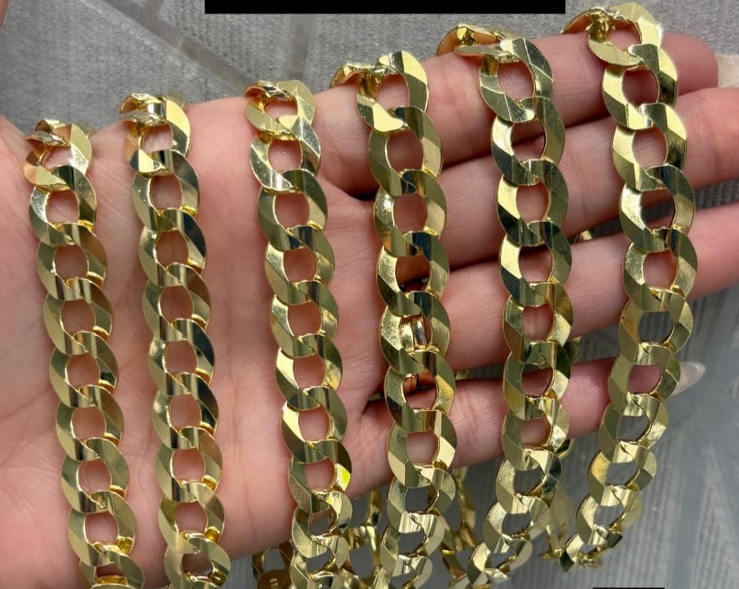 10k Solid Curb Link Men Bracelets