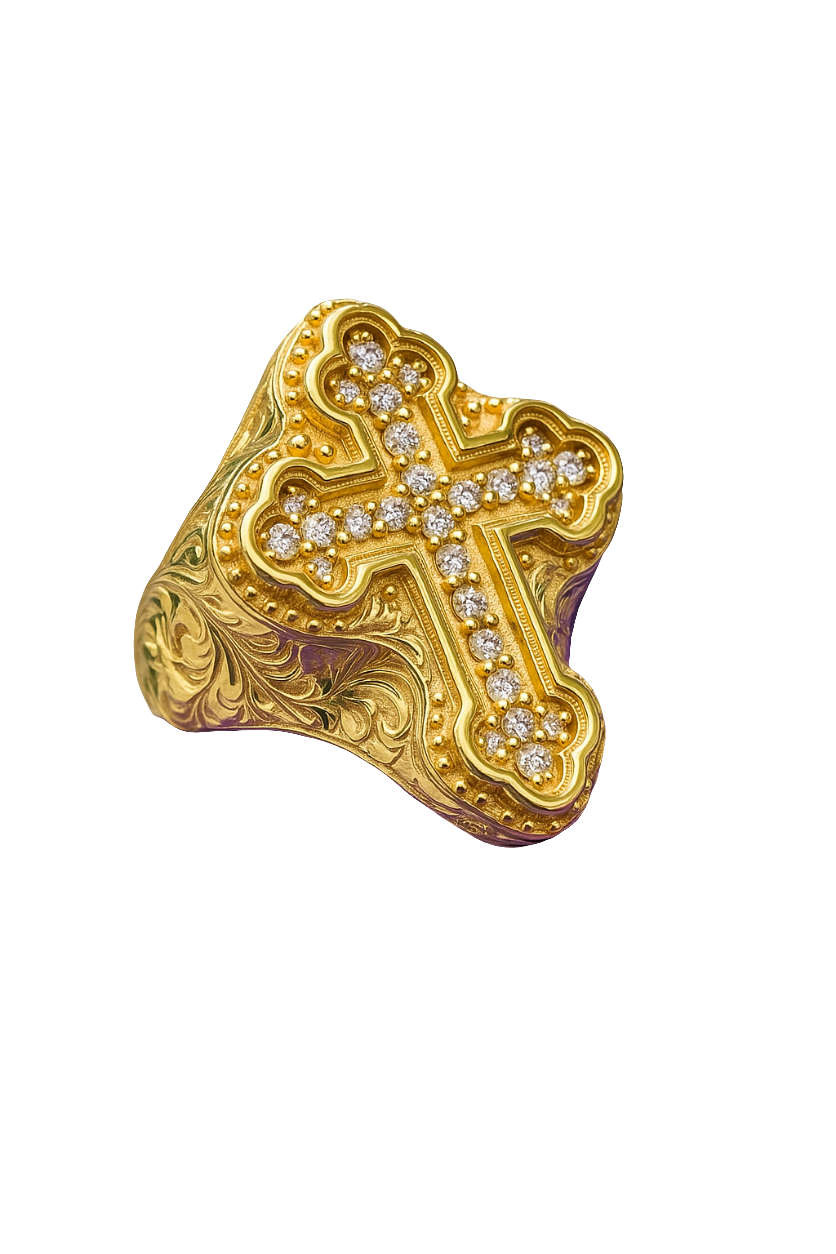 10K Solid Cross Men Ring