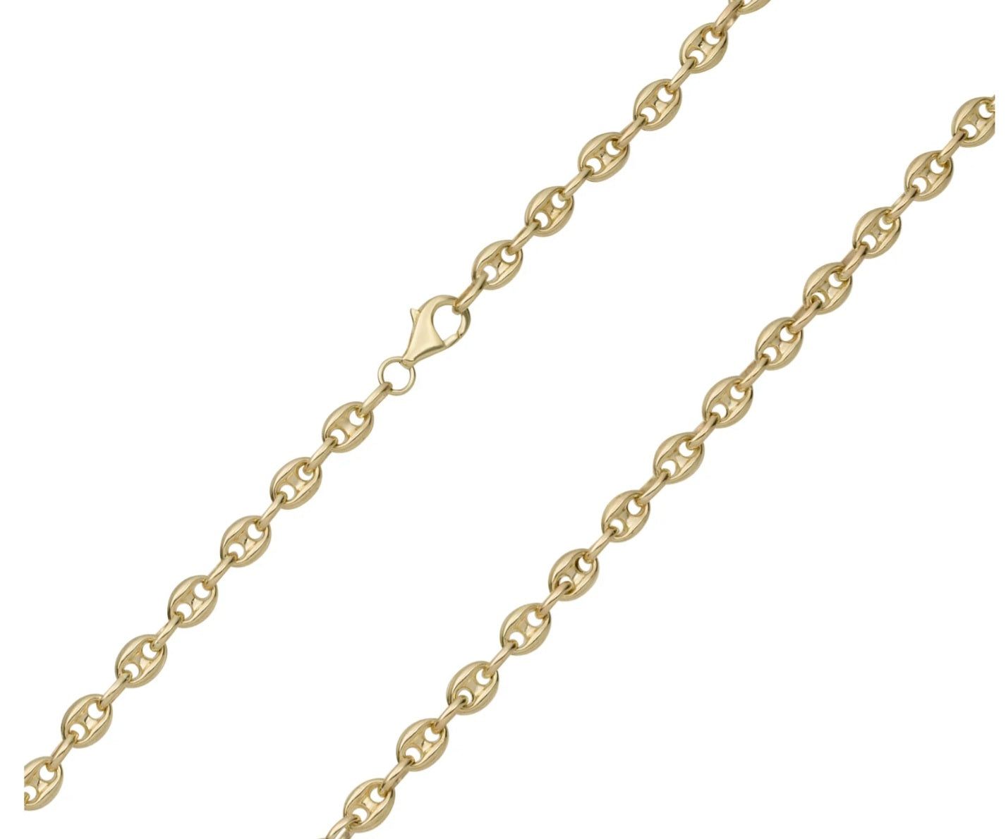 10k Puffy Hollow Mariner Link Women Necklace