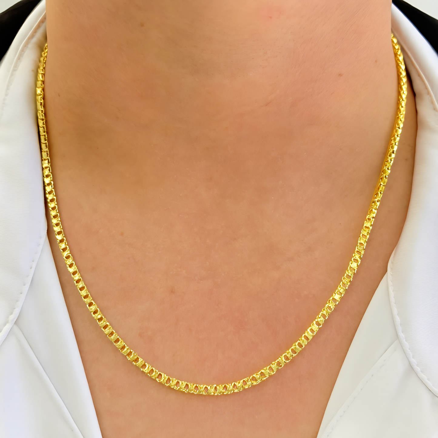 18k Solid Round Franco Necklace Unisex 2mm and 3mm