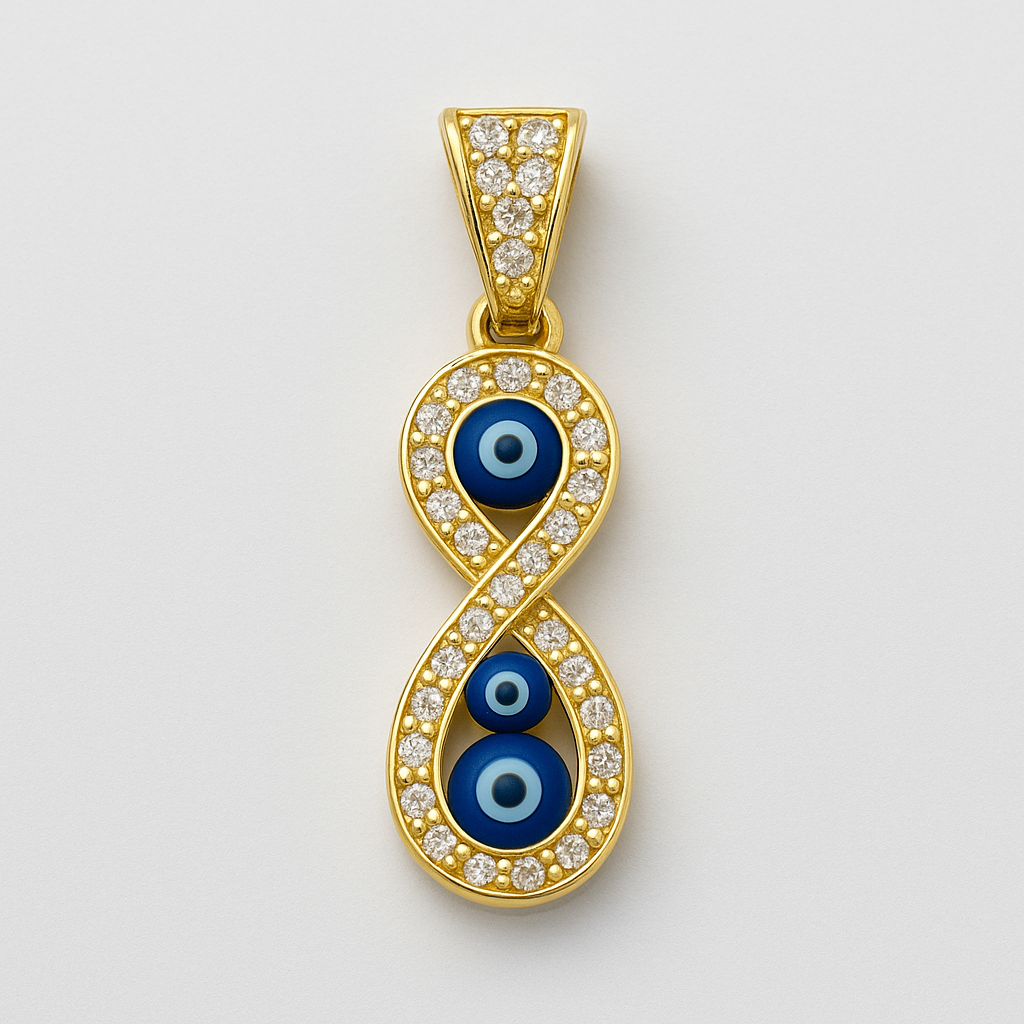 14K 3 EVIL EYES PENDANT