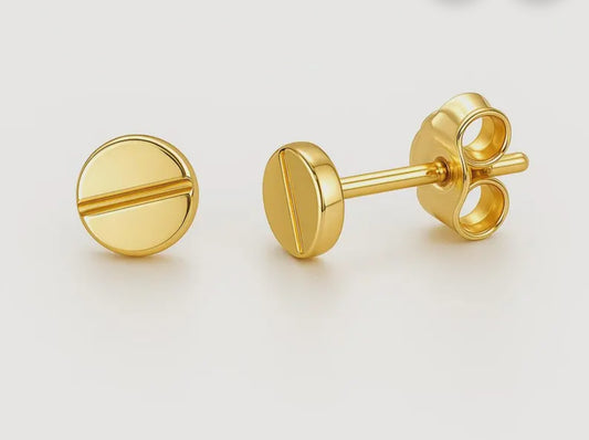 10k Yellow Gold Screw-head / Screw Top / Nail Stud Earrings