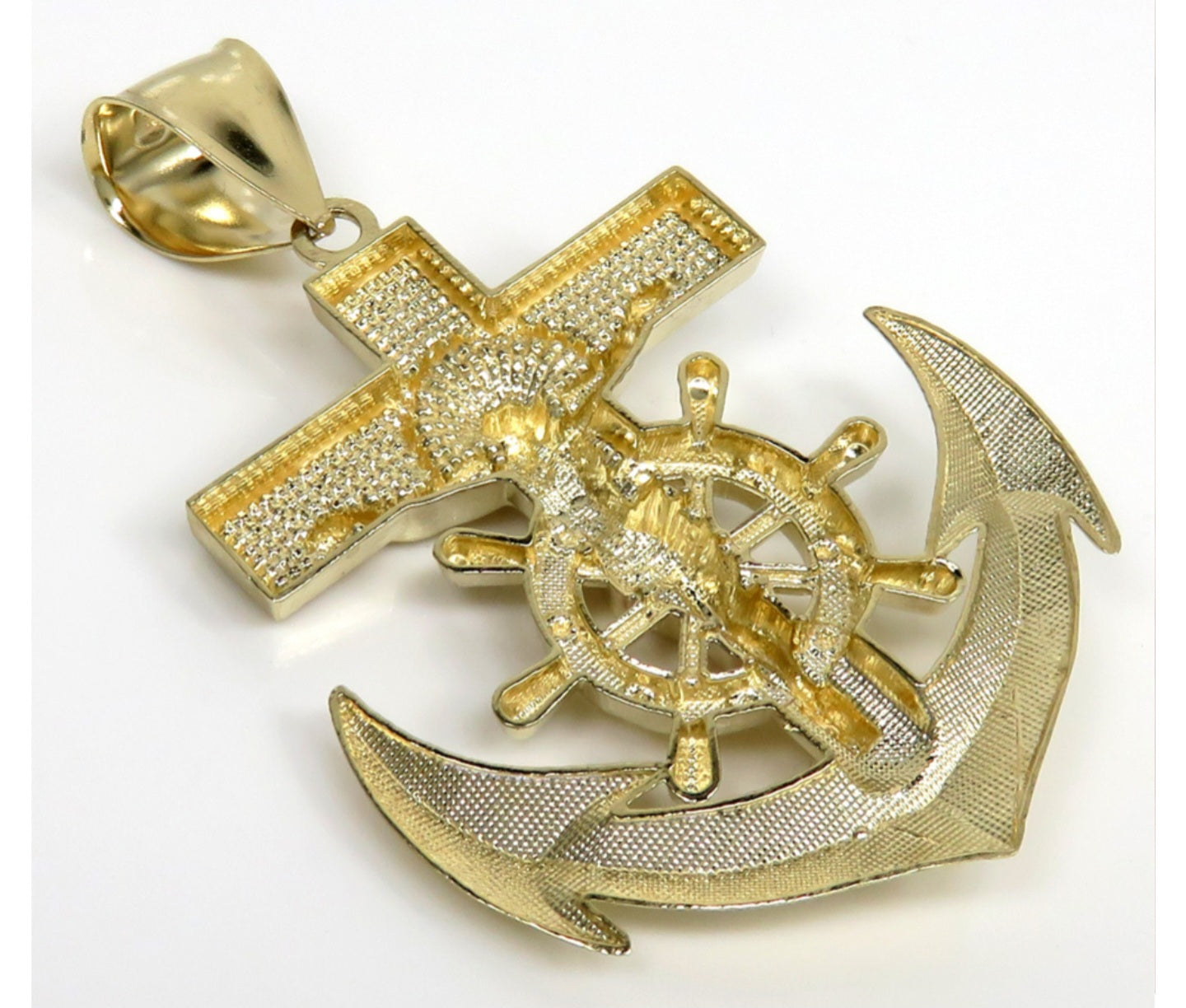 10k Gold Large Anchor Jesus Pendant