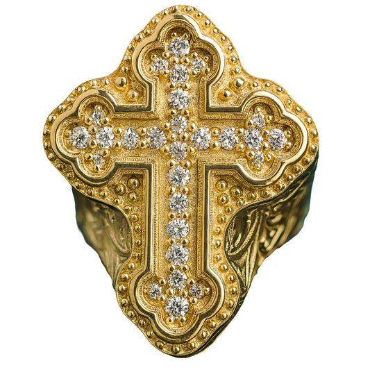 10K Solid Cross Men Ring