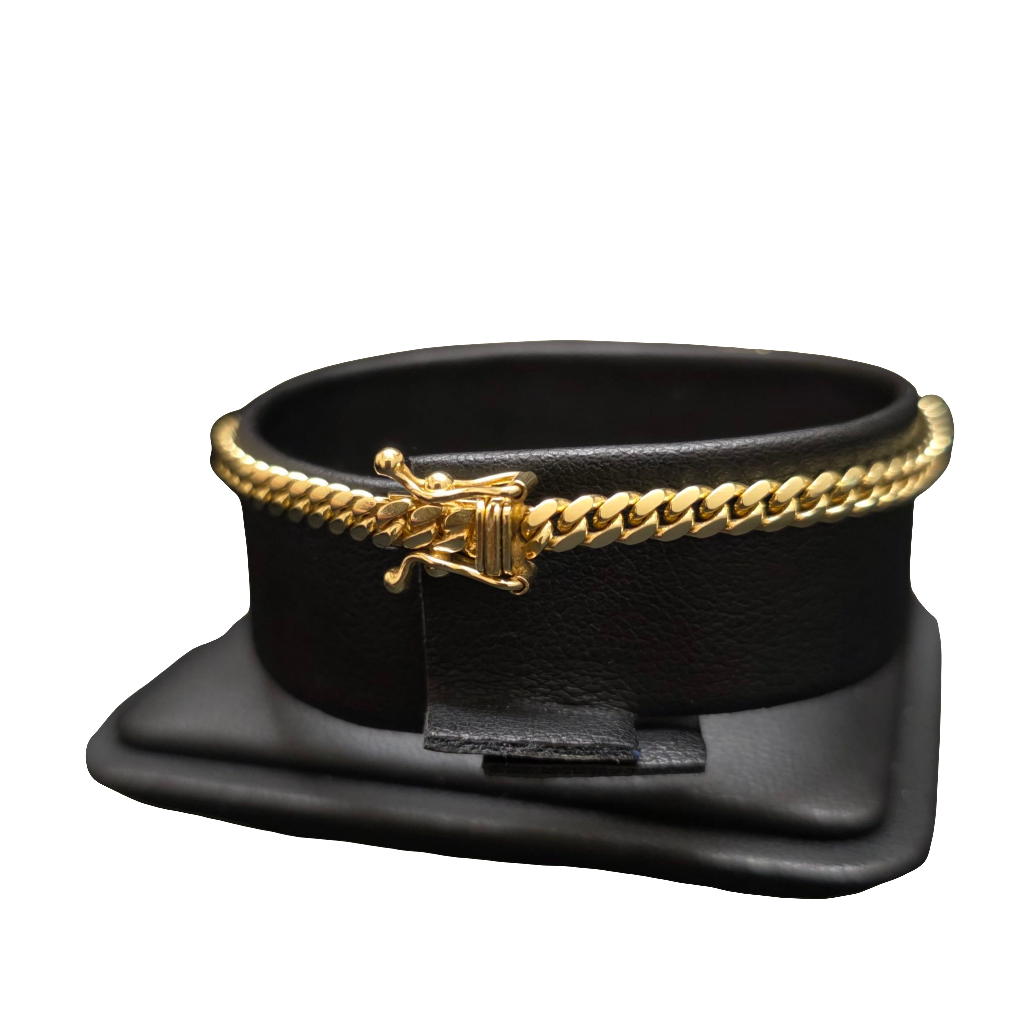 10k Solid Miami Cuban I'd Bracelet For Kids