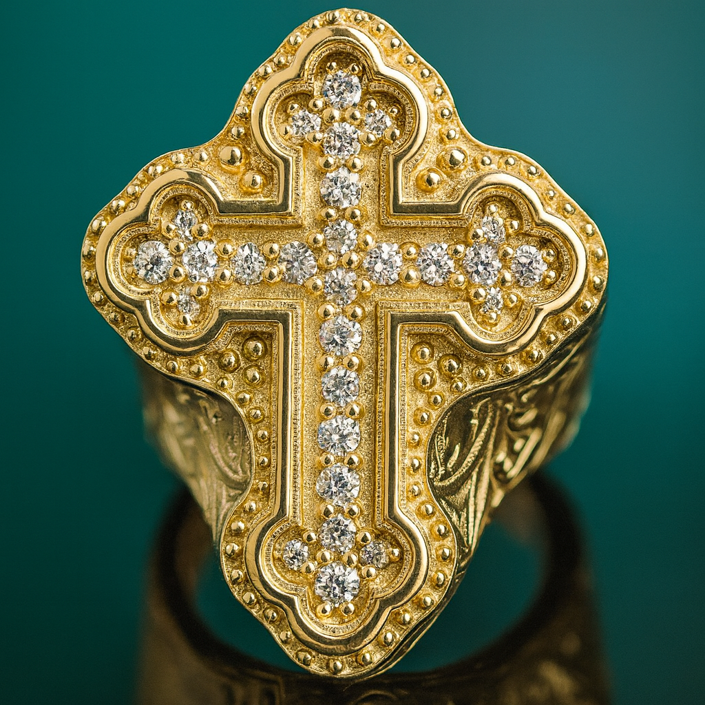 10K Solid Cross Men Ring