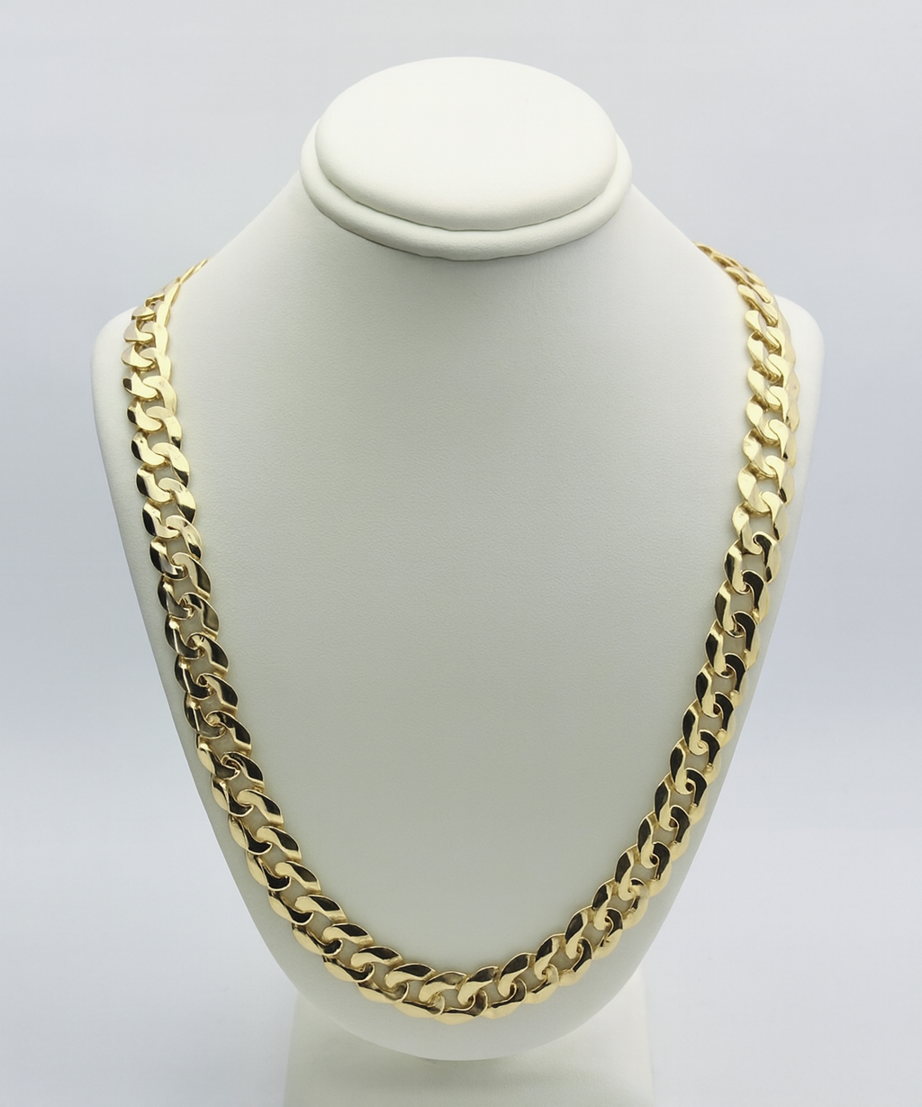 10k SOLID CURB LINK MEN CHAIN ITALIAN 8MM to 10MM