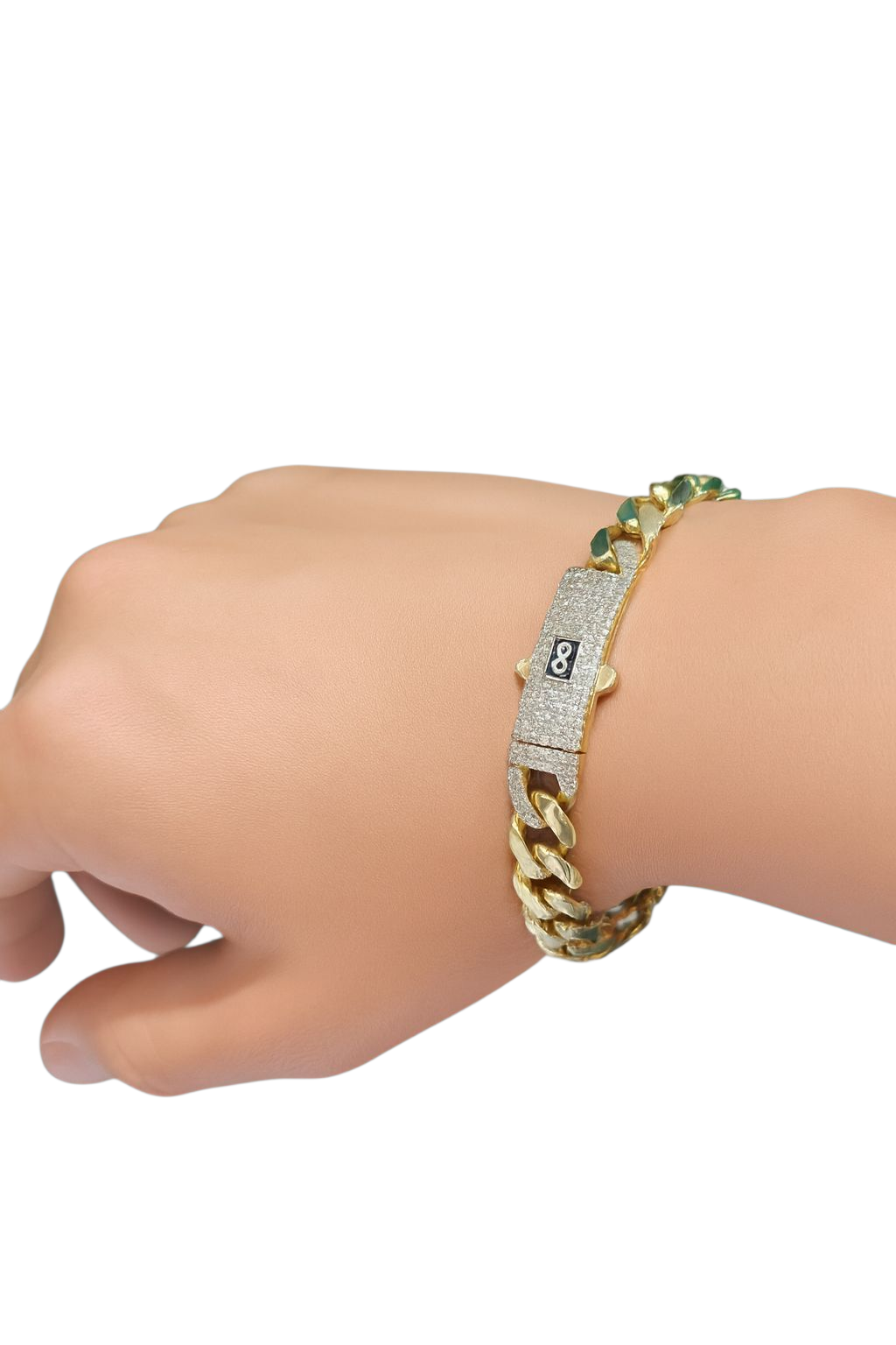 10k Semi Solid Monaco Men Bracelet 9MM to 11MM