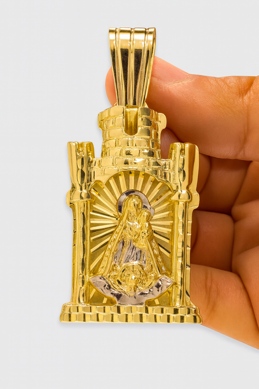 10k Solid 3D Caridad del Cobre Men Pendant