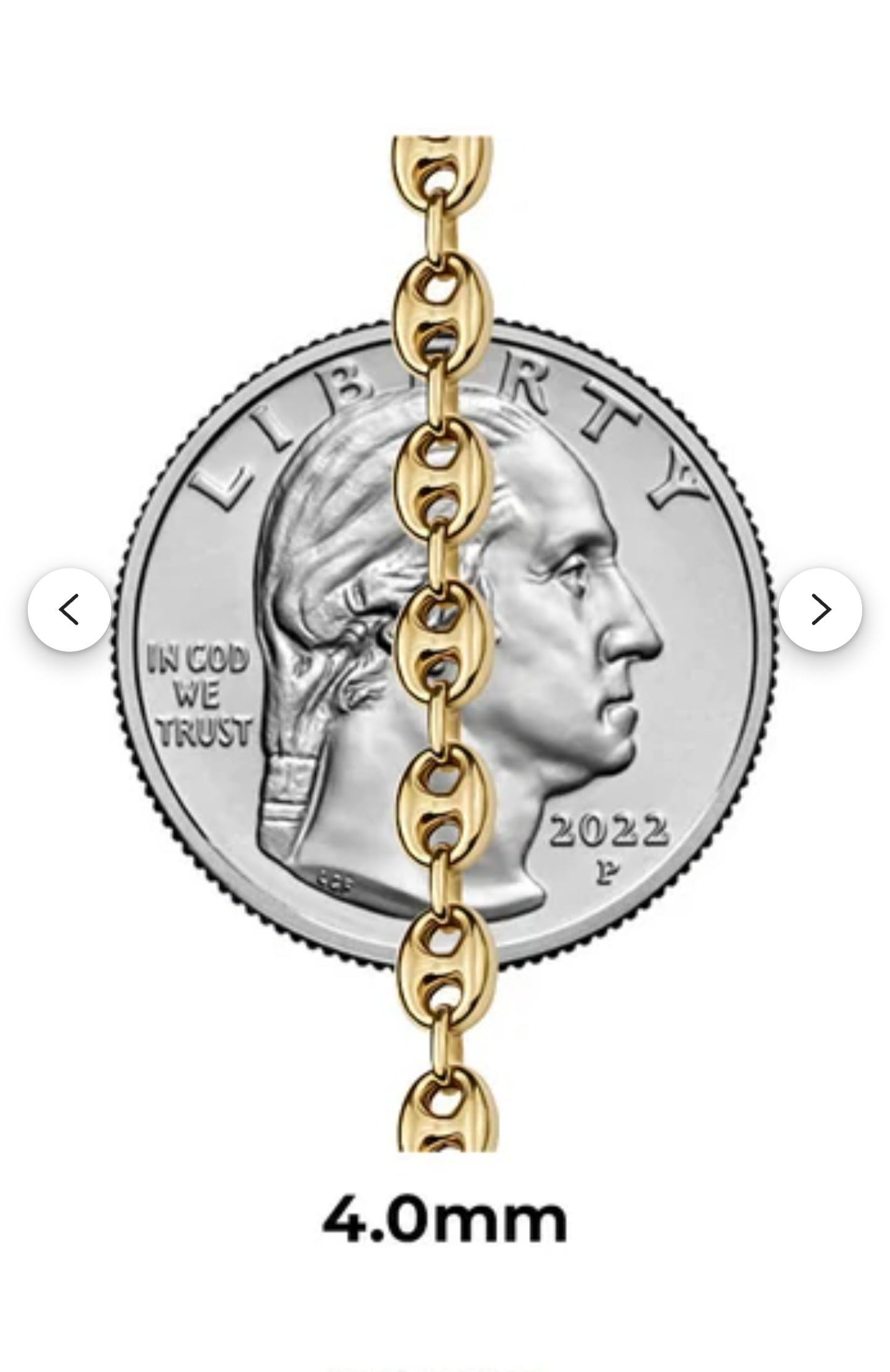 10k Puffy Hollow Mariner Link Women Necklace