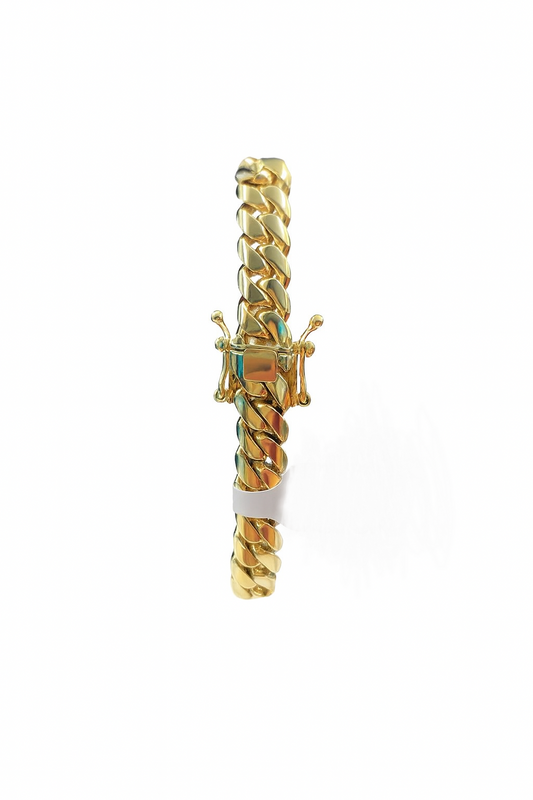 10k Solid Miami Cuban Men Bracelet 8mm to 10mm