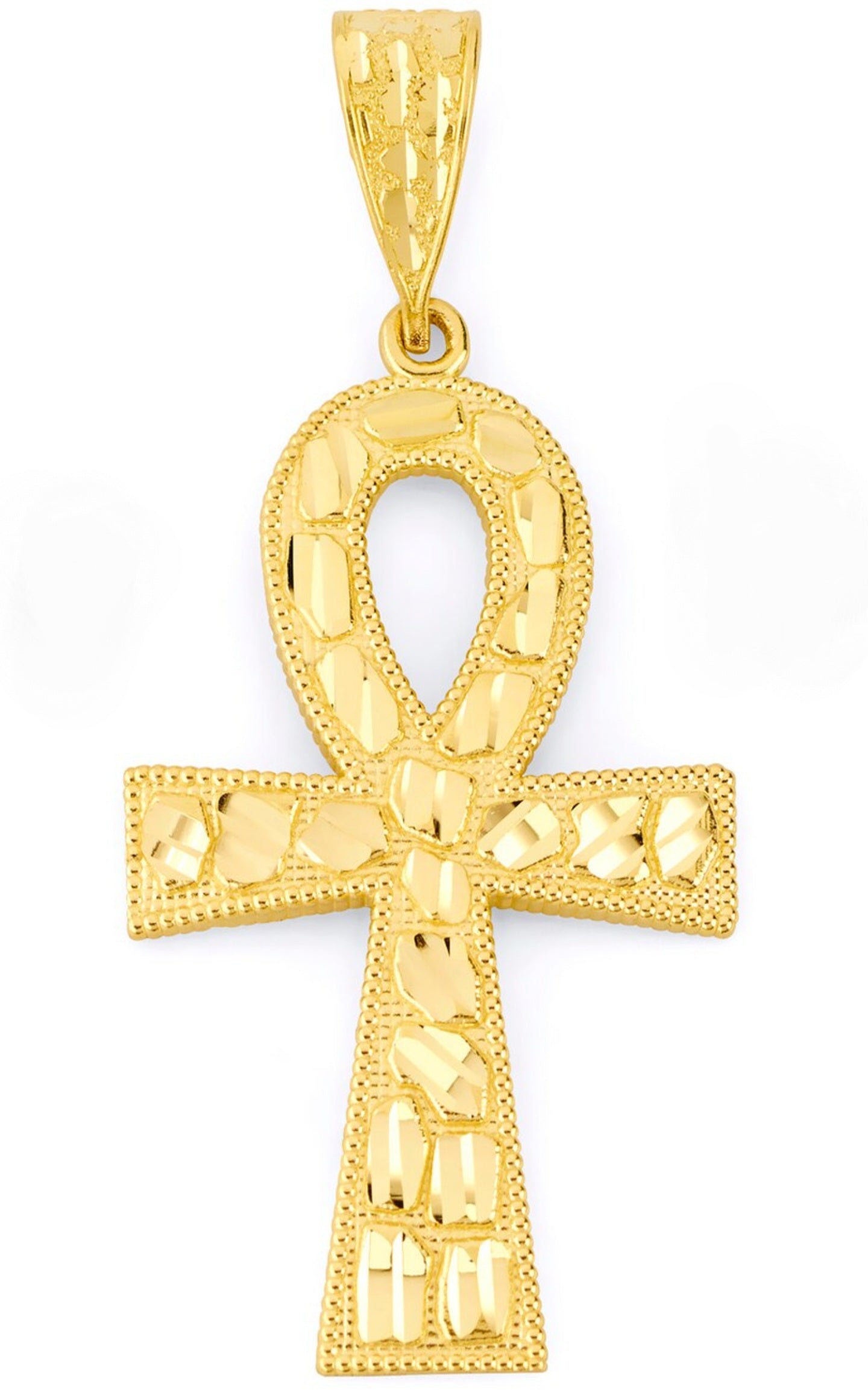 10k Real Solid Gold Ankh Men Pendant