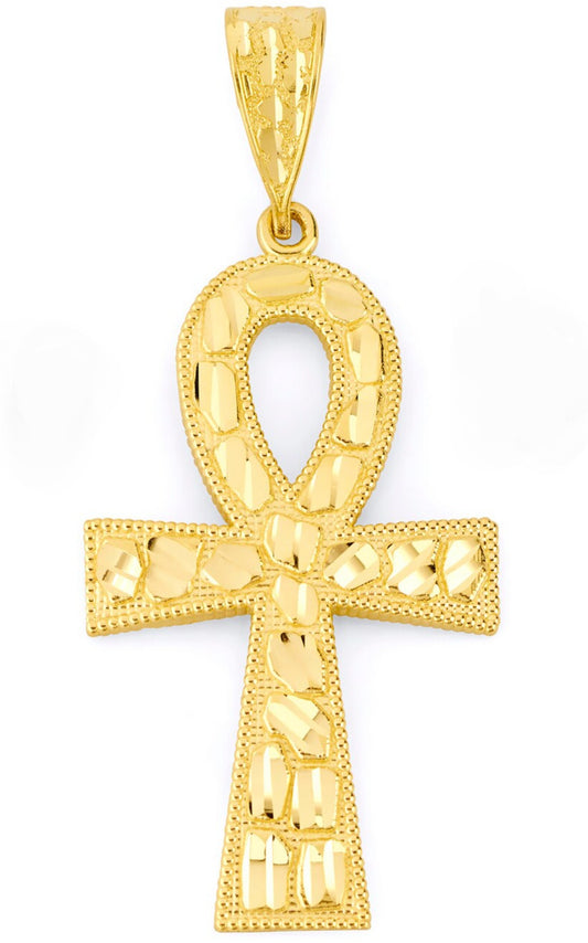 10k Real Solid Gold Ankh Men Pendant