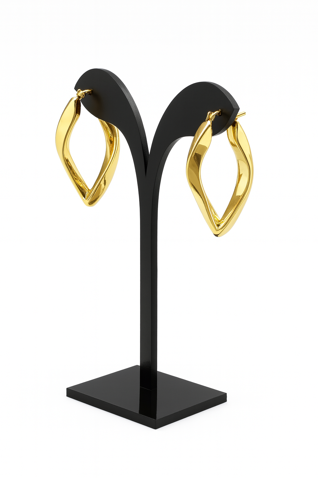 14k fancy polished twist oval hoops
