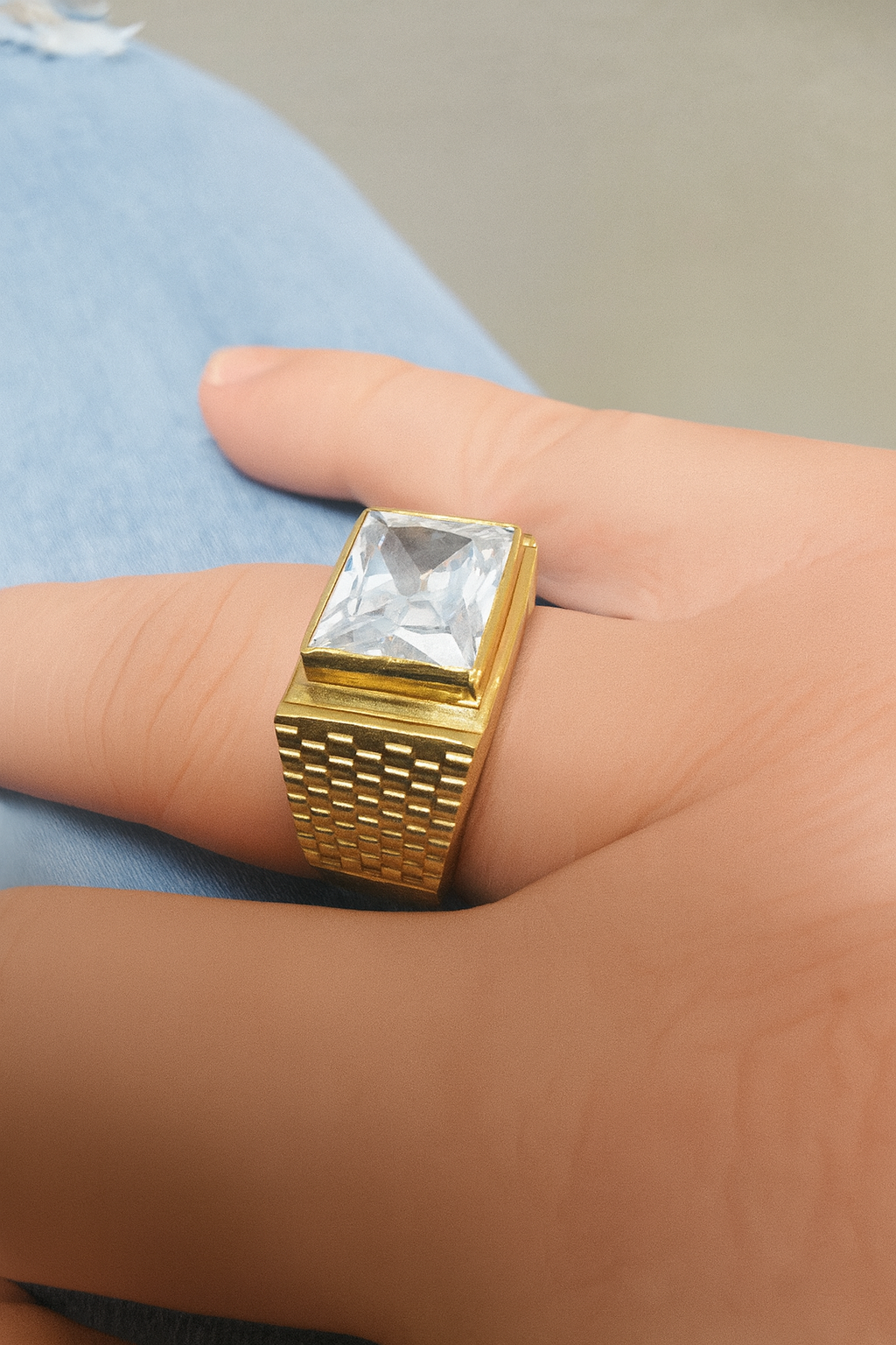 10k Cz Stone Men Ring