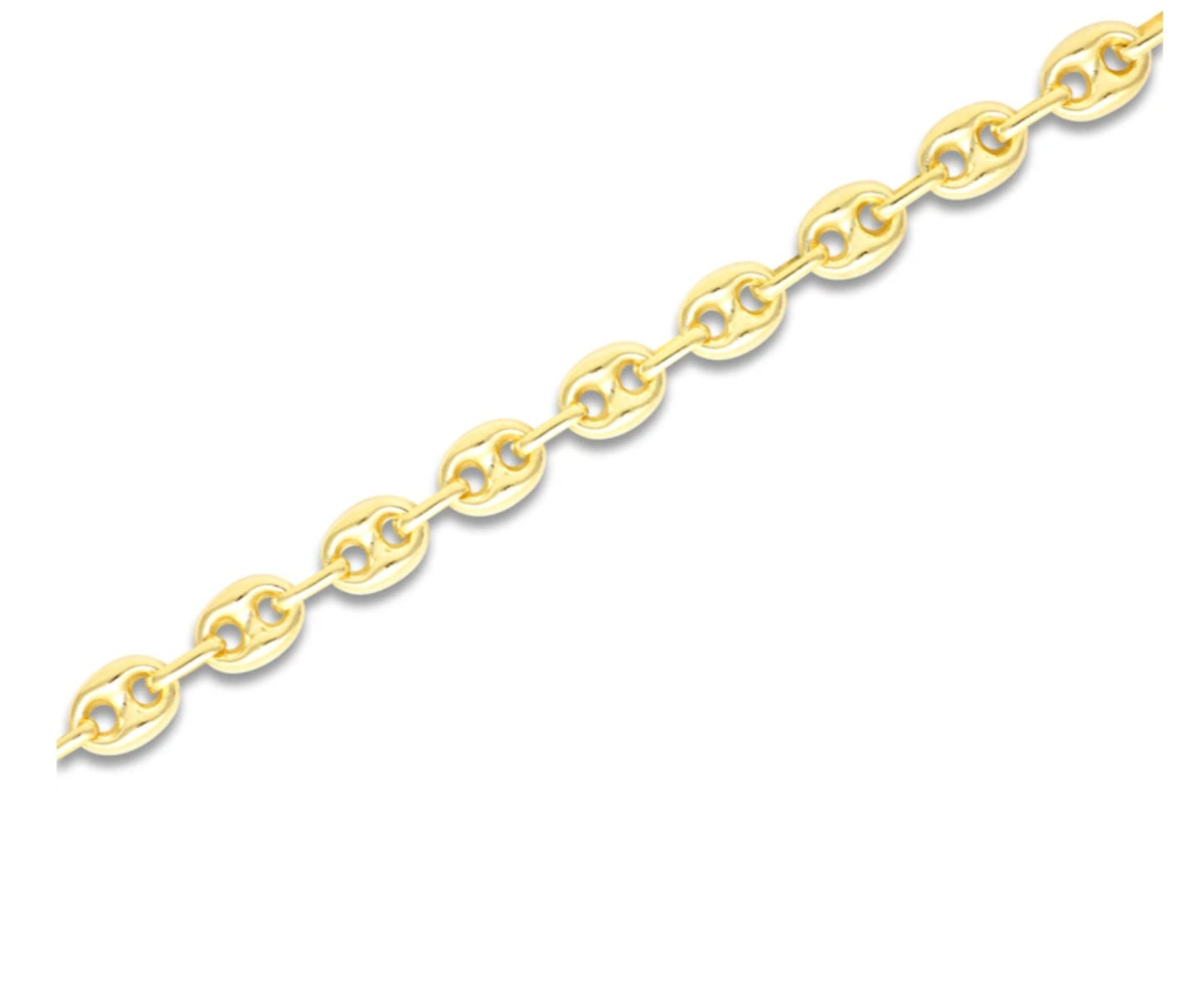 10k Puffy Hollow Mariner Link Women Necklace