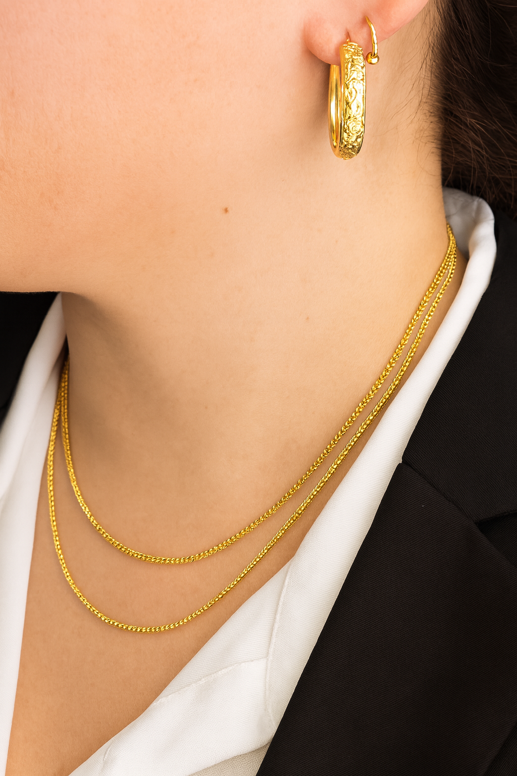 18k Solid Round Franco Necklace Unisex 2mm and 3mm