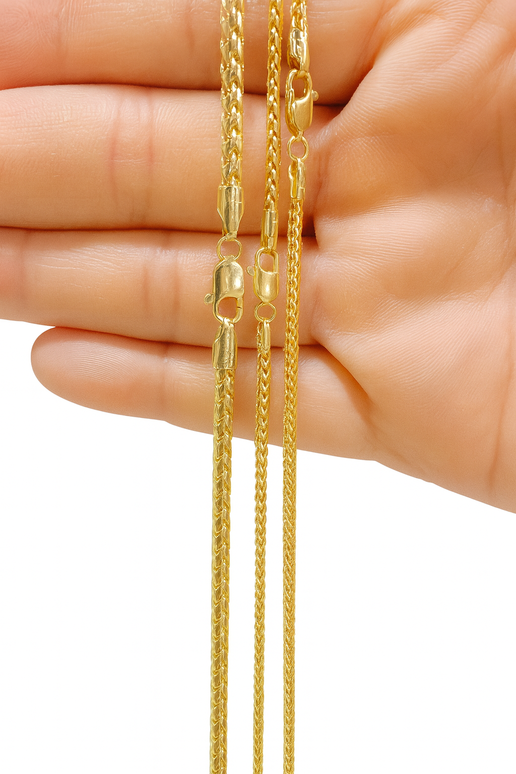 18k Solid Round Franco Necklace Unisex 2mm and 3mm