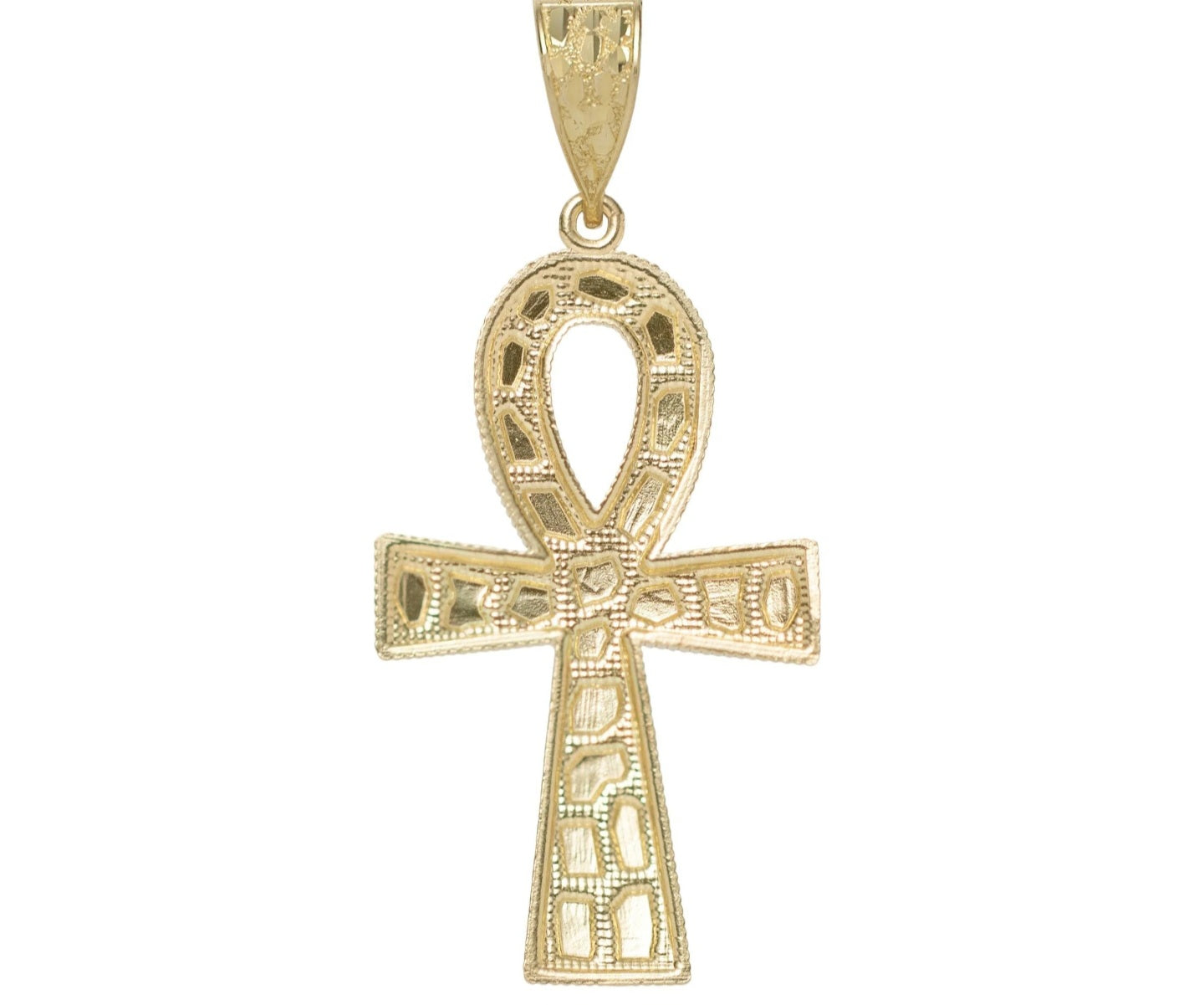 10k Real Solid Gold Ankh Men Pendant