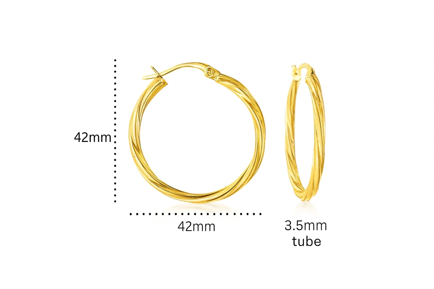 10k Twisted Hoop Earrings 42mm
