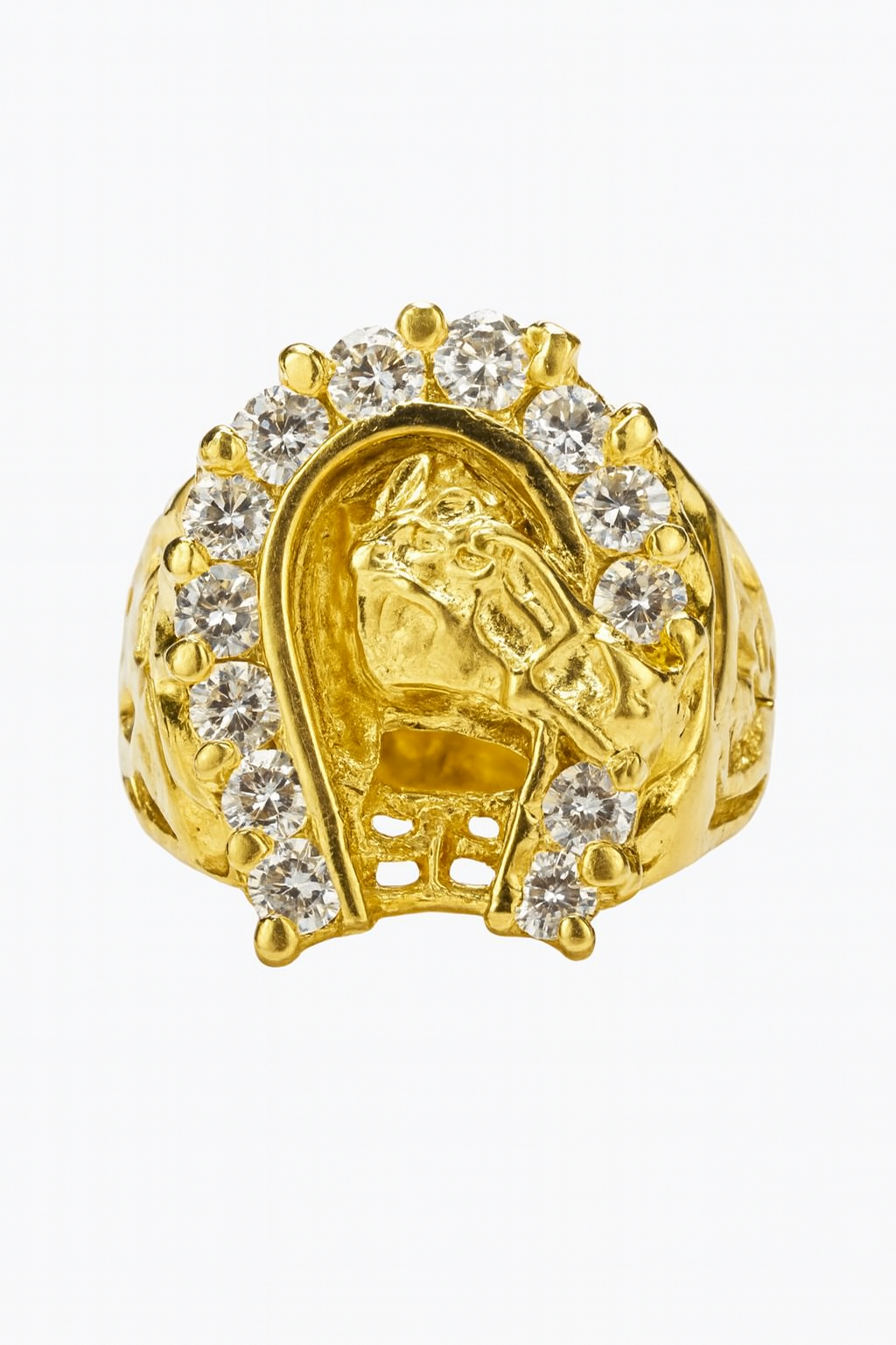 10k Horseshoe Cz Stones Men Ring