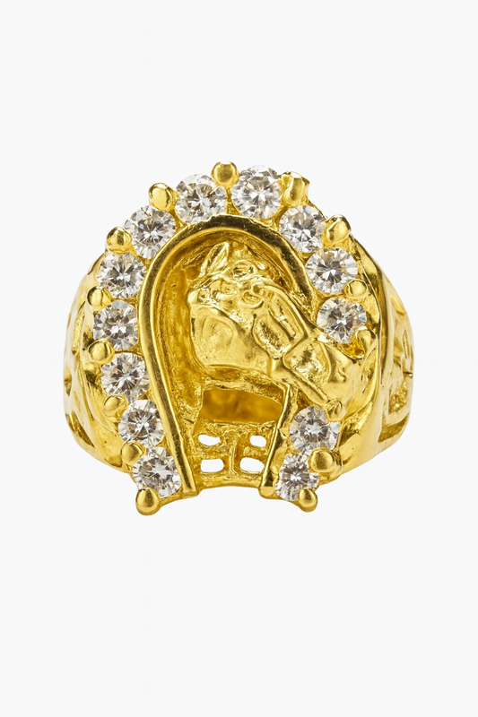 10k Horseshoe Cz Stones Men Ring