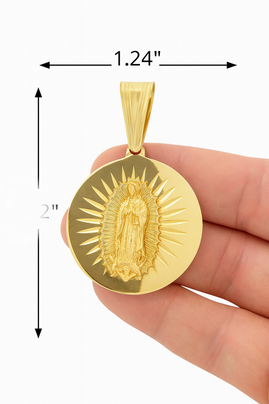10k Solid Multi-Tone Virgin Guadalupe Men Pendant
