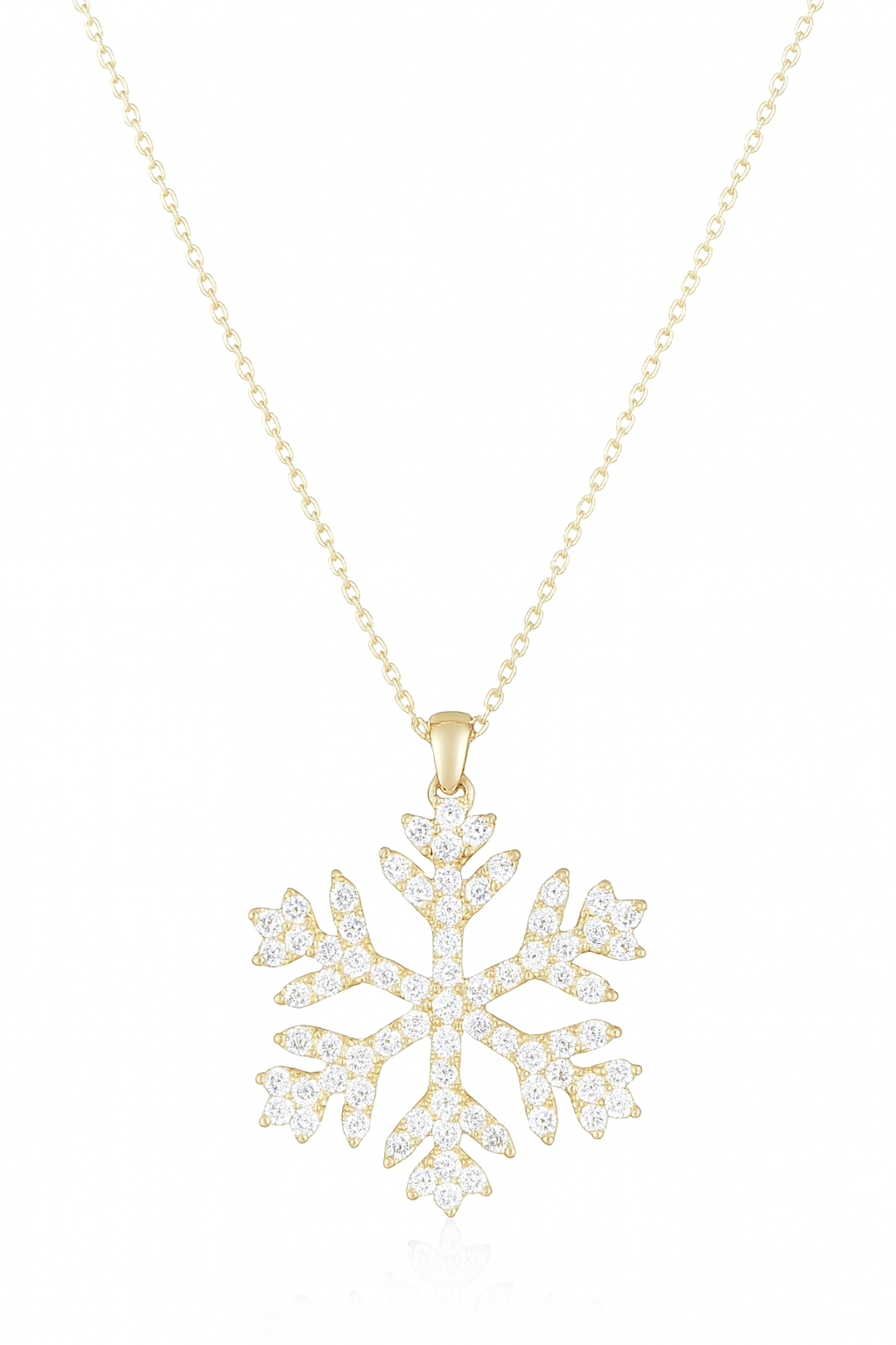 14K Necklace CZ Snowflake
