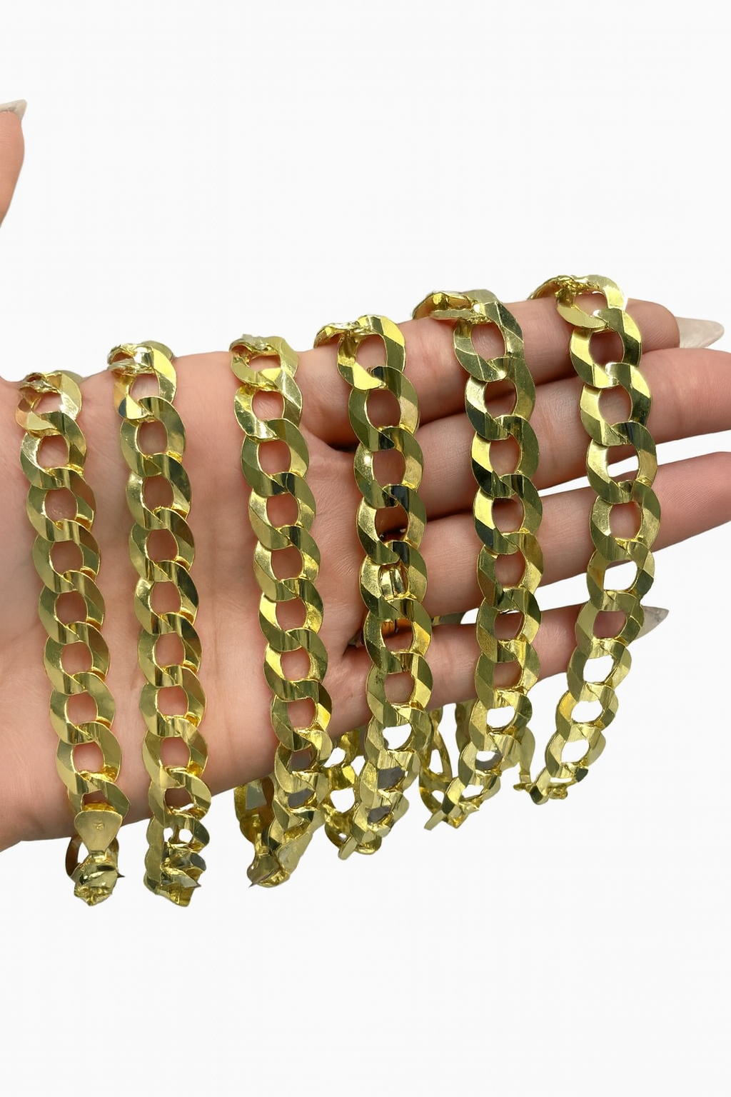 10k Solid Curb Link Men Bracelets