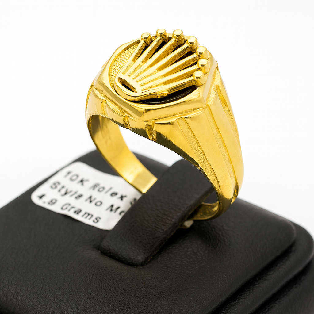 10k Yellow Gold Crown Men Ring