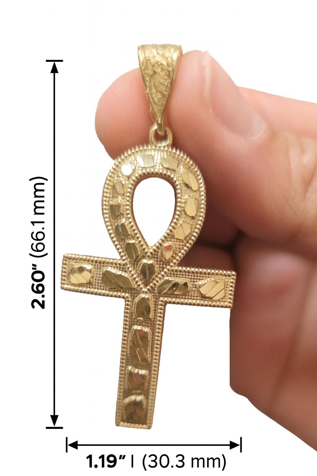 10k Real Solid Gold Ankh Men Pendant