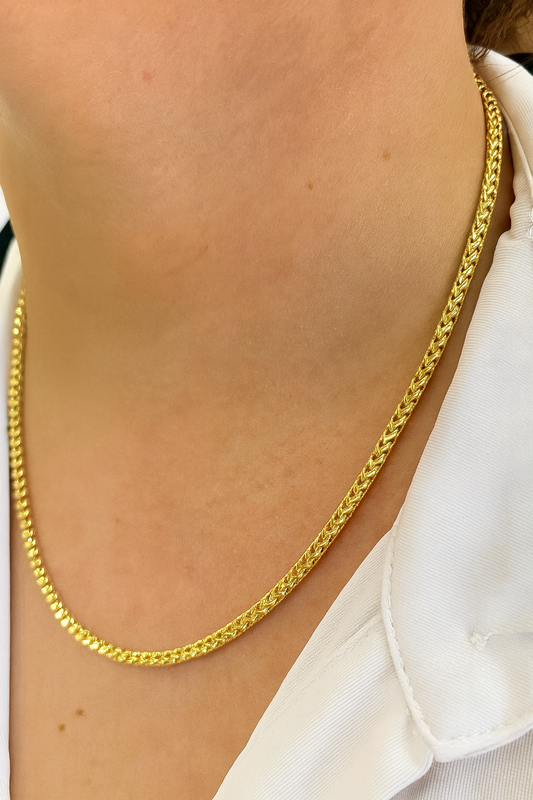 18k Solid Round Franco Necklace Unisex 2mm and 3mm
