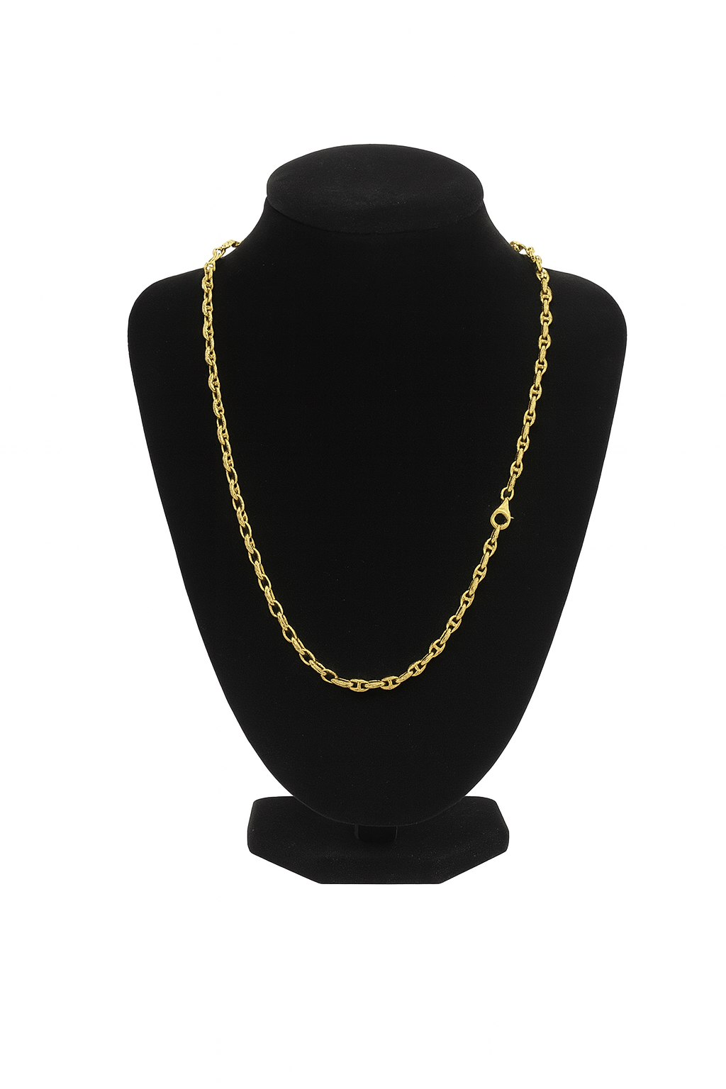 10k Puffy Hollow Mariner Link Women Necklace
