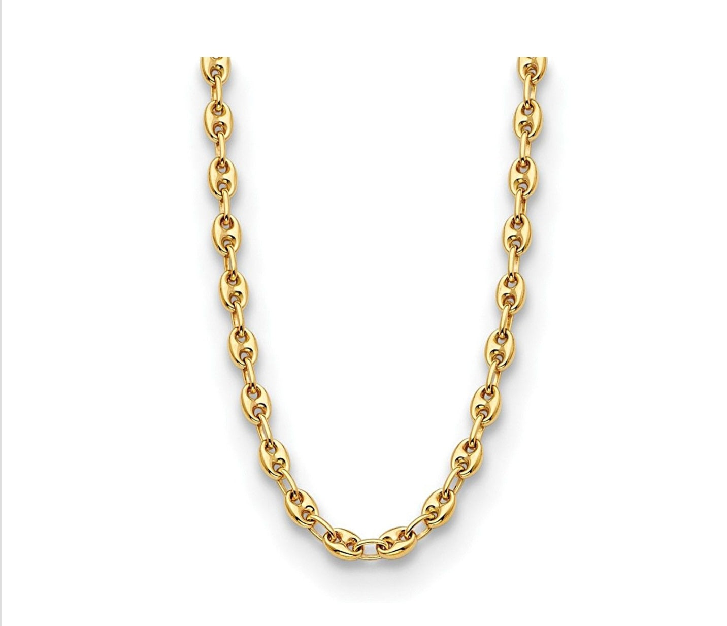 10k Puffy Hollow Mariner Link Women Necklace
