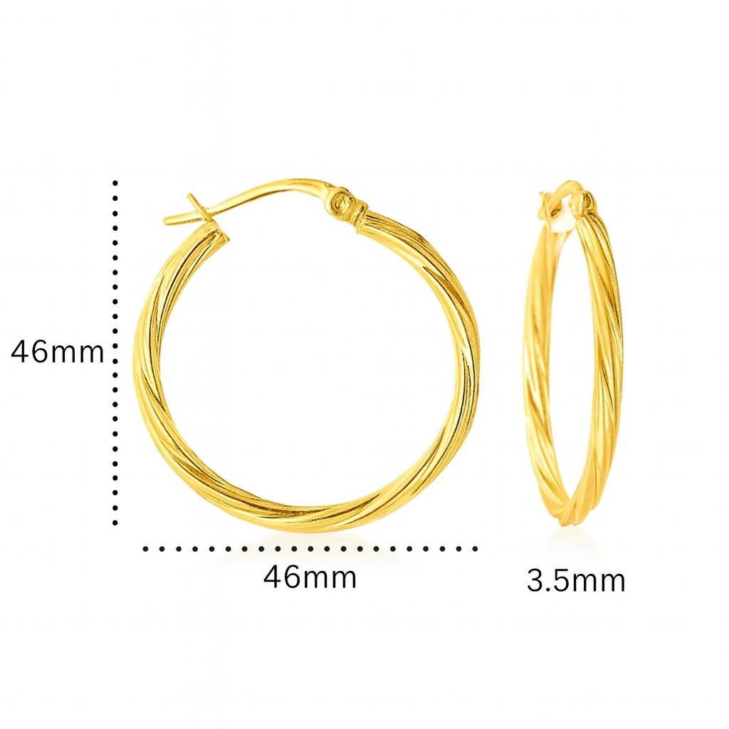 10k Twisted Hoop Earrings 46mm